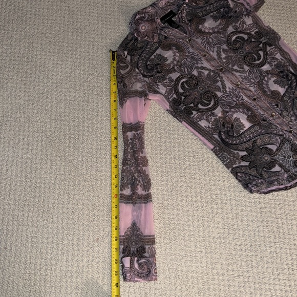 INC International Concepts L/S Shirt Small Button Up Sparkly Buttons - Picture 14 of 15